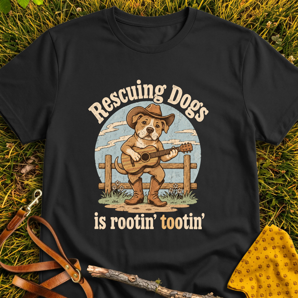 Rootin Tootin T-shirt T-shirt in Black - Furever Mode rescue dog tee