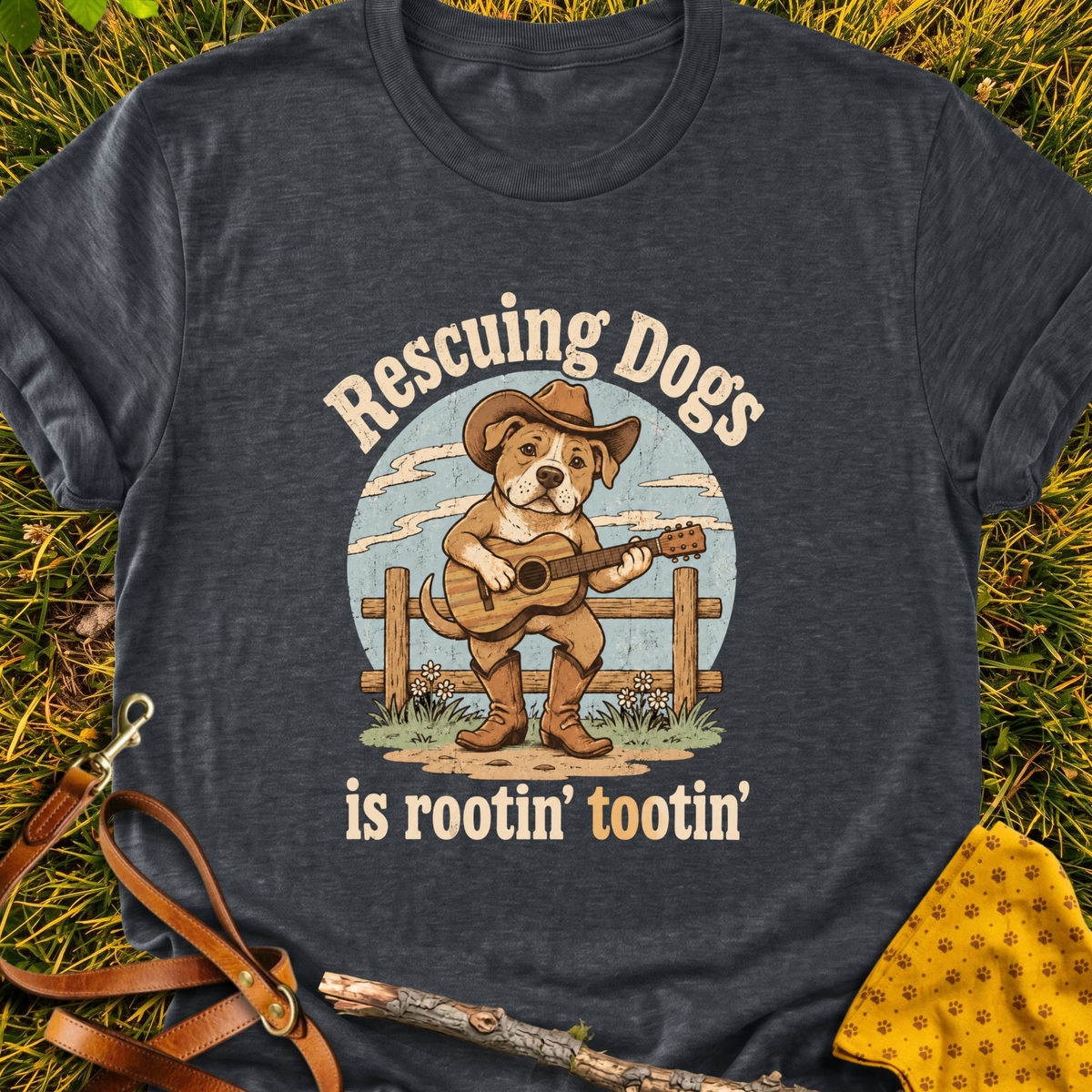 Rootin Tootin T-shirt T-shirt in Dark Heather Grey - Furever Mode rescue dog tee