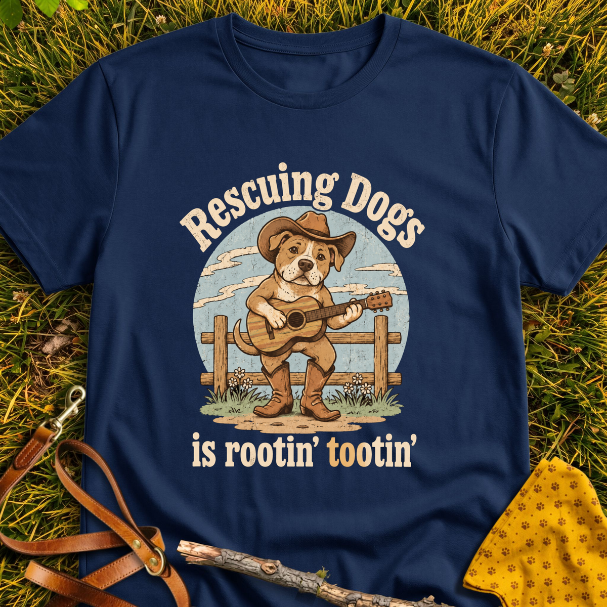 Rootin Tootin T-shirt T-shirt in Navy - Furever Mode rescue dog tee