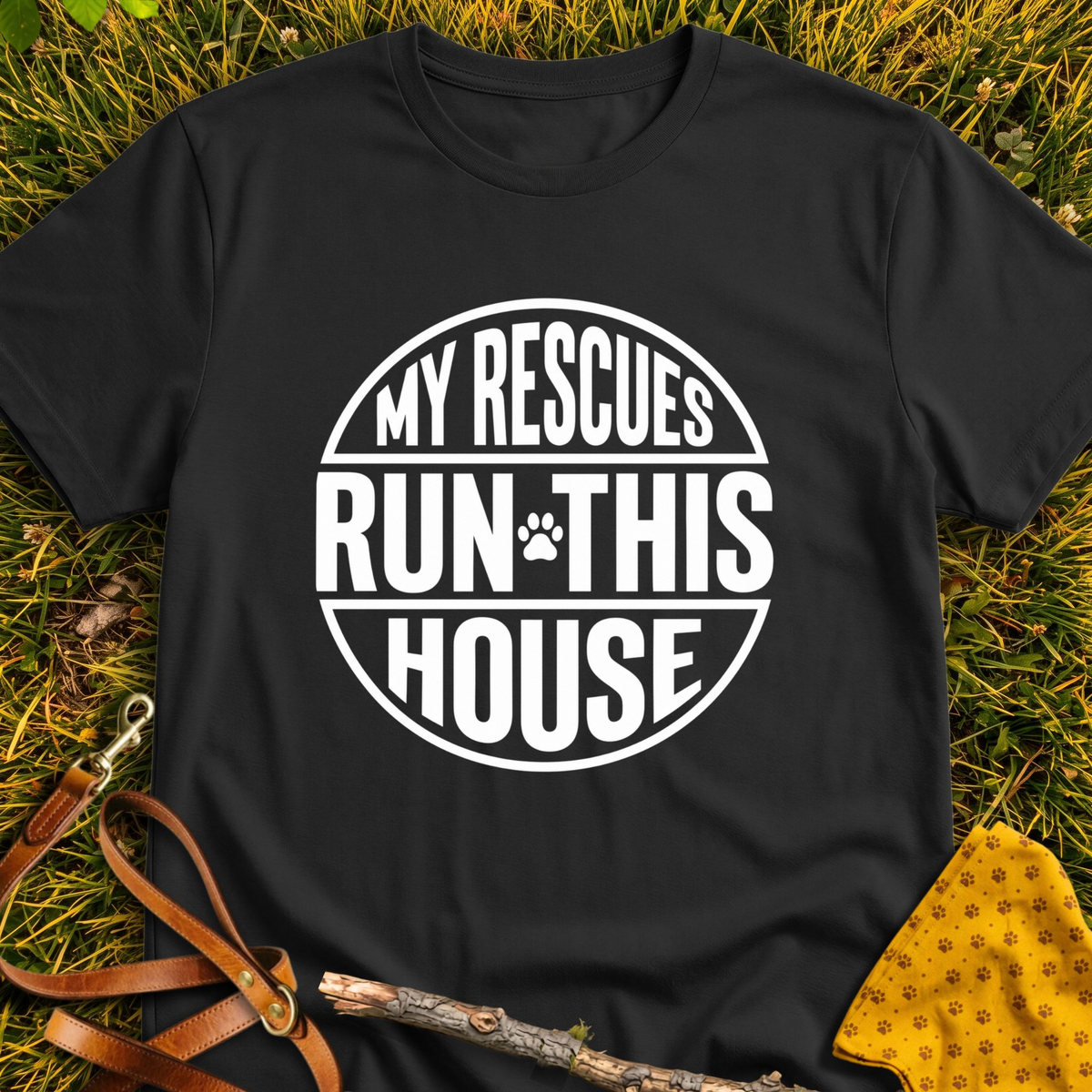 Round Run This House T-shirt T-shirt in Black - Furever Mode rescue dog tee