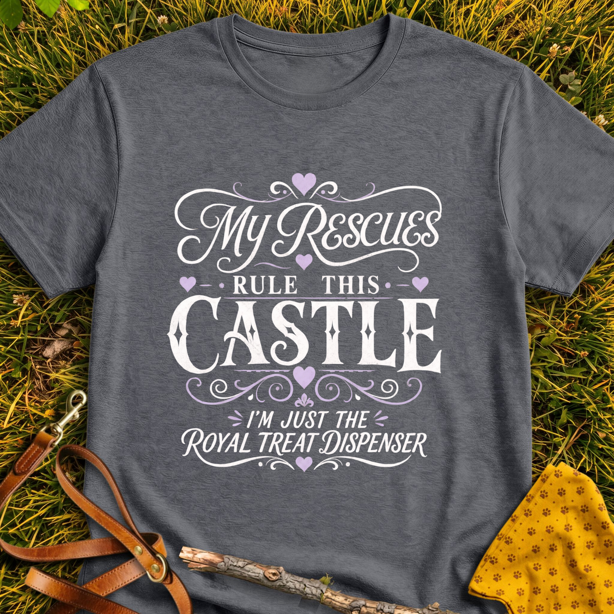 Royal Dispenser T-shirt T-shirt in Dark Heather - Furever Mode rescue dog tee