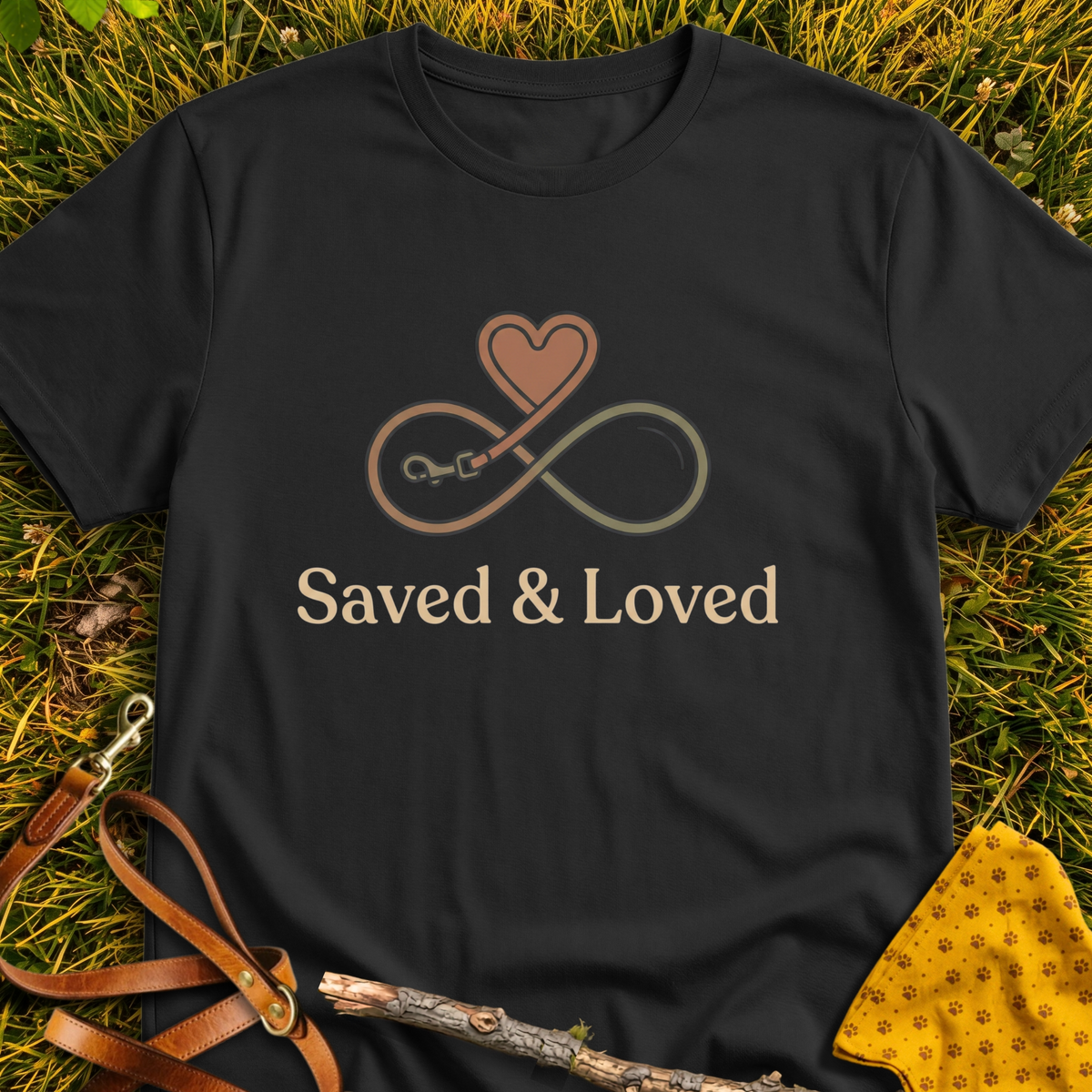 Saved and Loved T-shirt T-shirt in Black - Furever Mode rescue dog tee