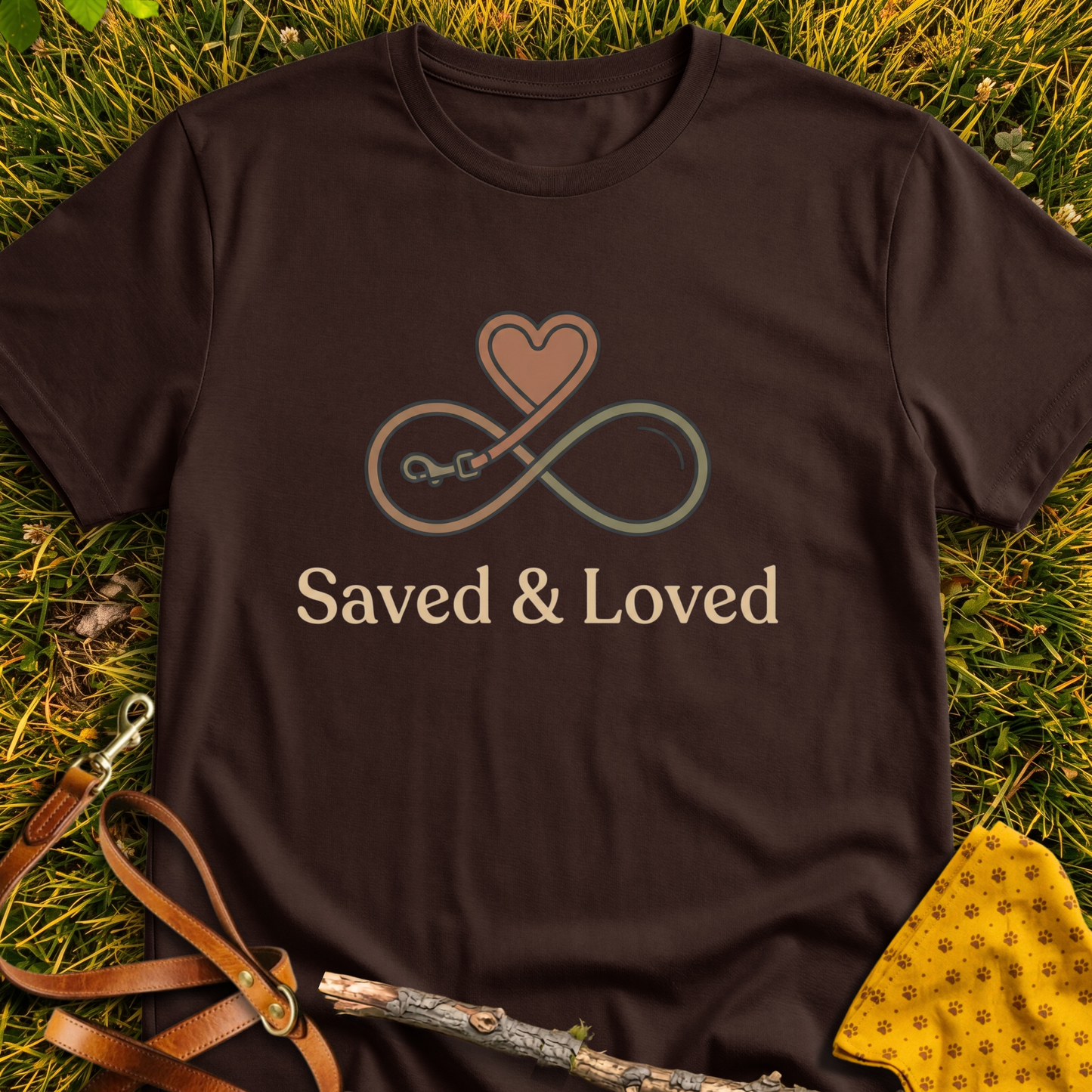 Saved and Loved T-shirt T-shirt in Dark Chocolate - Furever Mode rescue dog tee