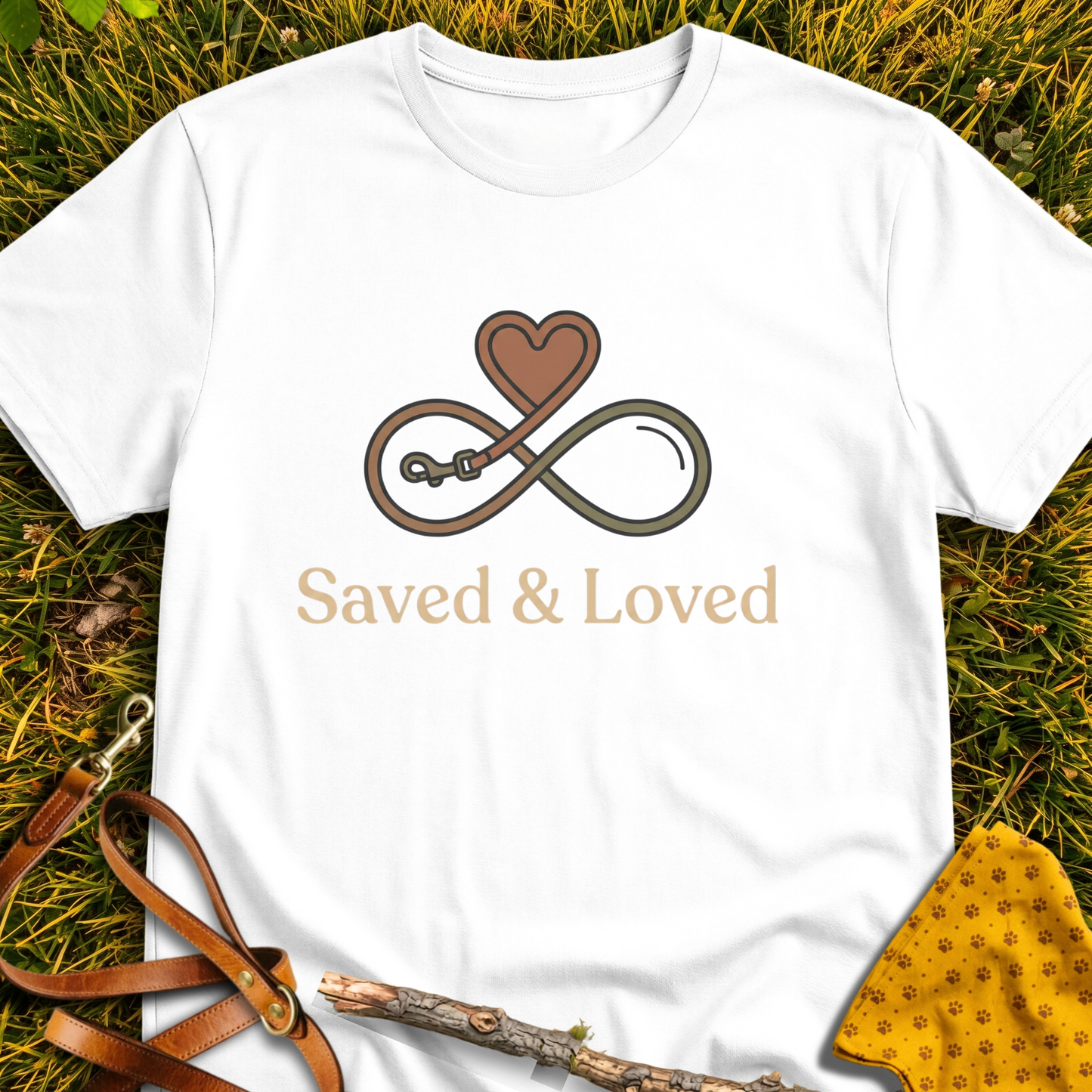 Saved and Loved T-shirt T-shirt in White - Furever Mode rescue dog tee
