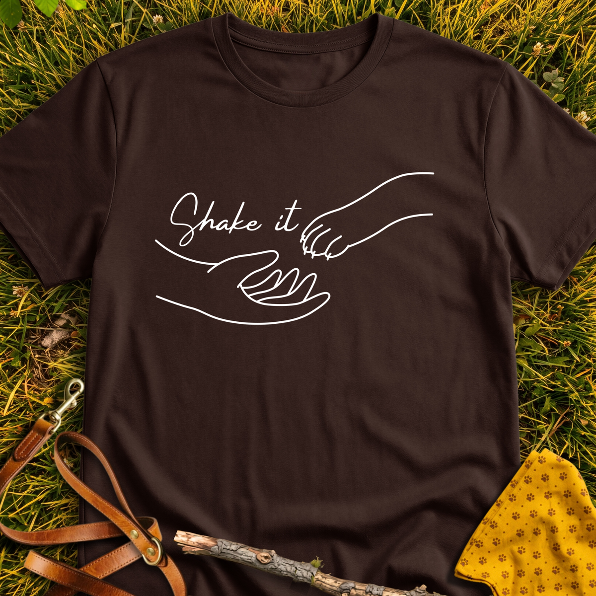 Shake It T-shirt T-shirt in Dark Chocolate - Furever Mode rescue dog tee