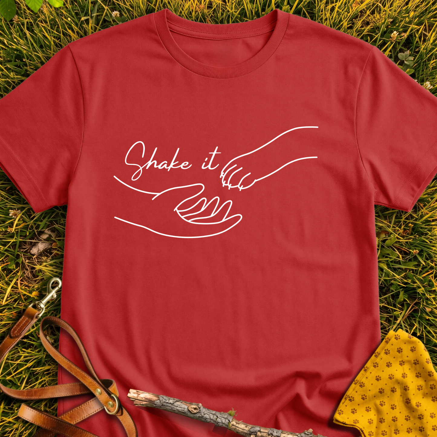 Shake It T-shirt T-shirt in Red - Furever Mode rescue dog tee
