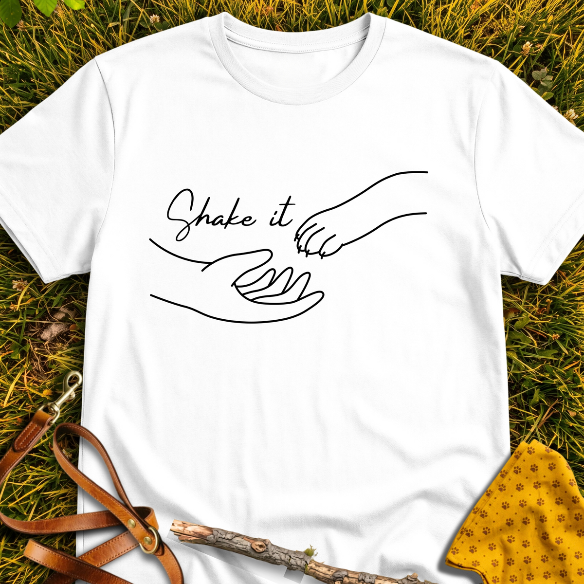 Shake It T-shirt T-shirt in White - Furever Mode rescue dog tee