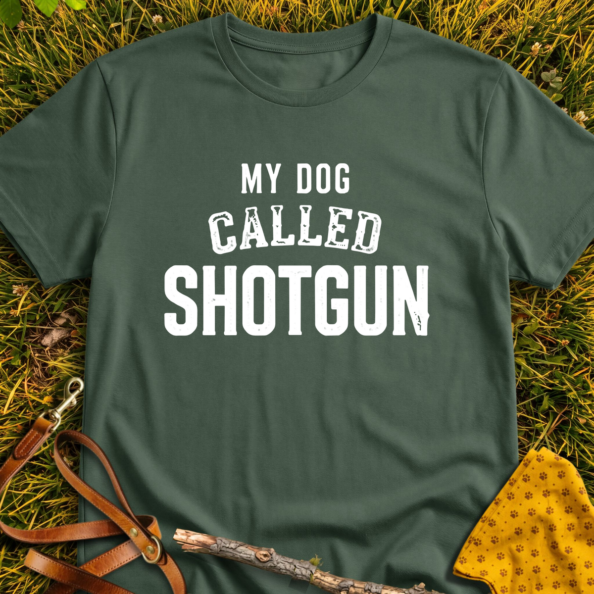 Shotgun T-shirt T-shirt in Military Green - Furever Mode rescue dog tee