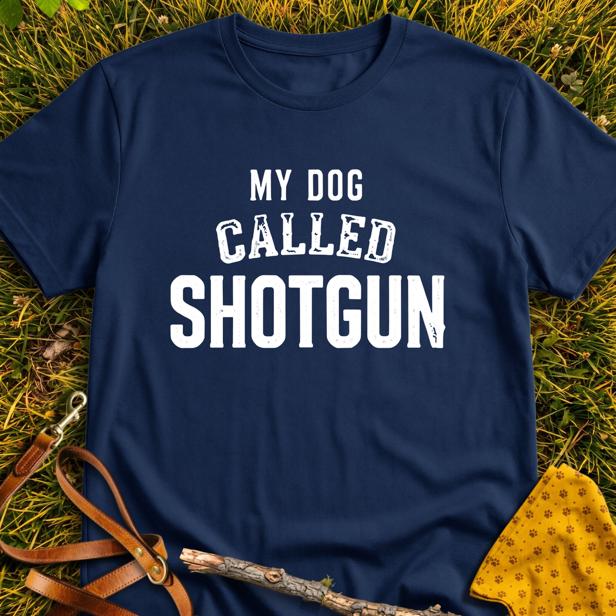 Shotgun T-shirt T-shirt in Navy - Furever Mode rescue dog tee