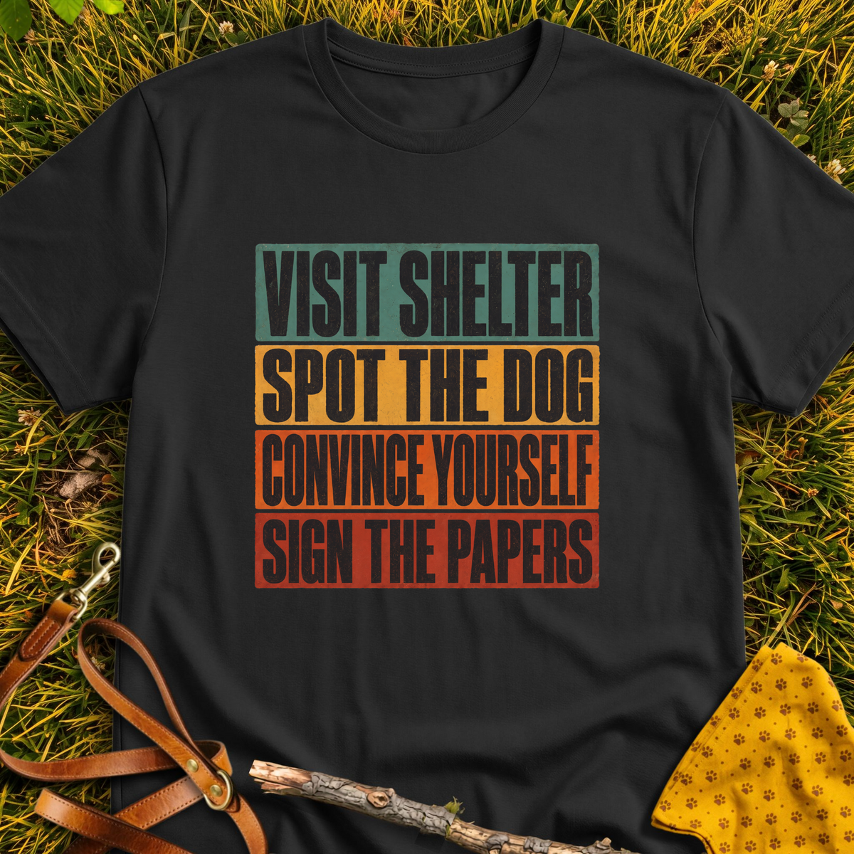 Sign the Papers T-shirt T-shirt in Black - Furever Mode rescue dog tee