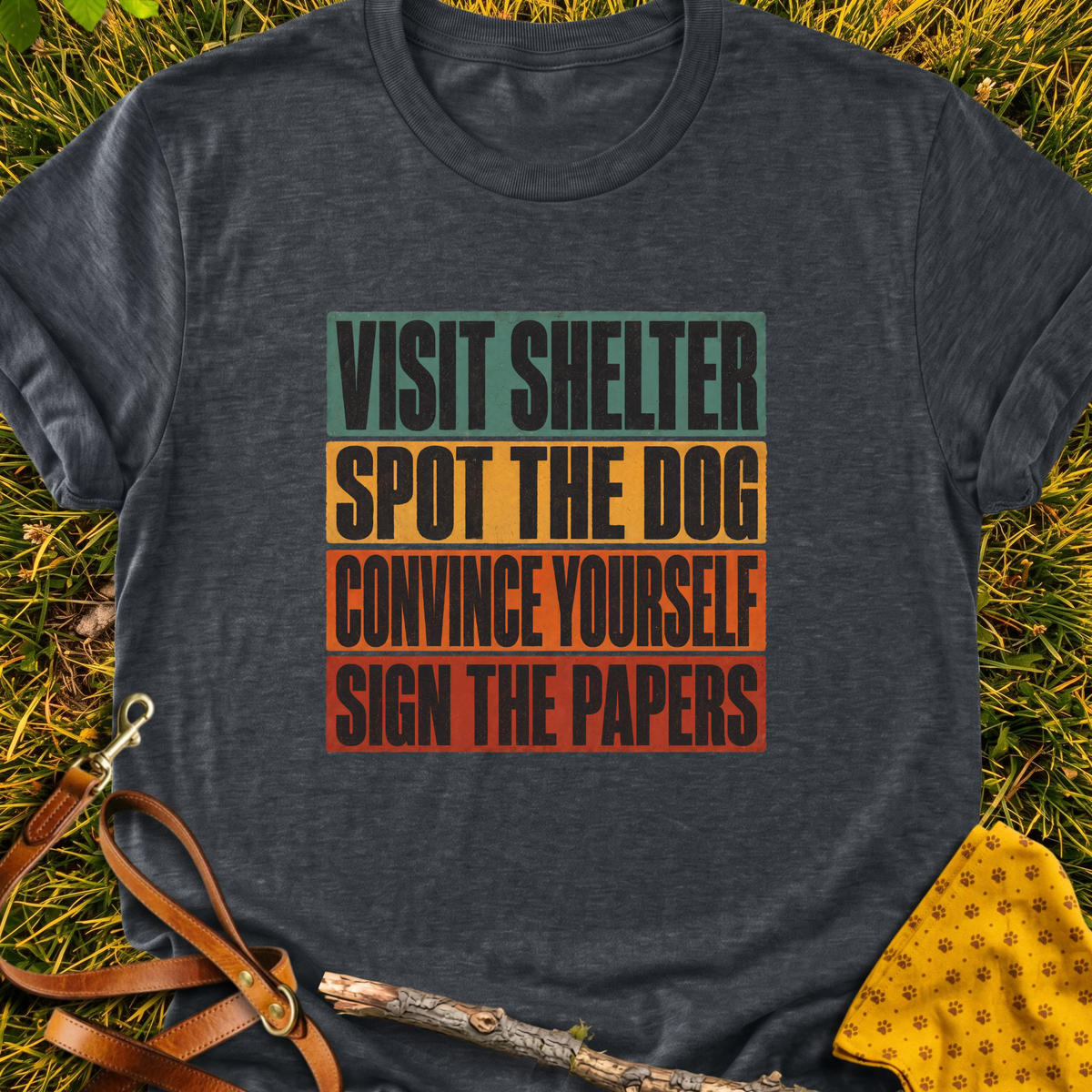 Sign the Papers T-shirt T-shirt in Dark Heather Grey - Furever Mode rescue dog tee