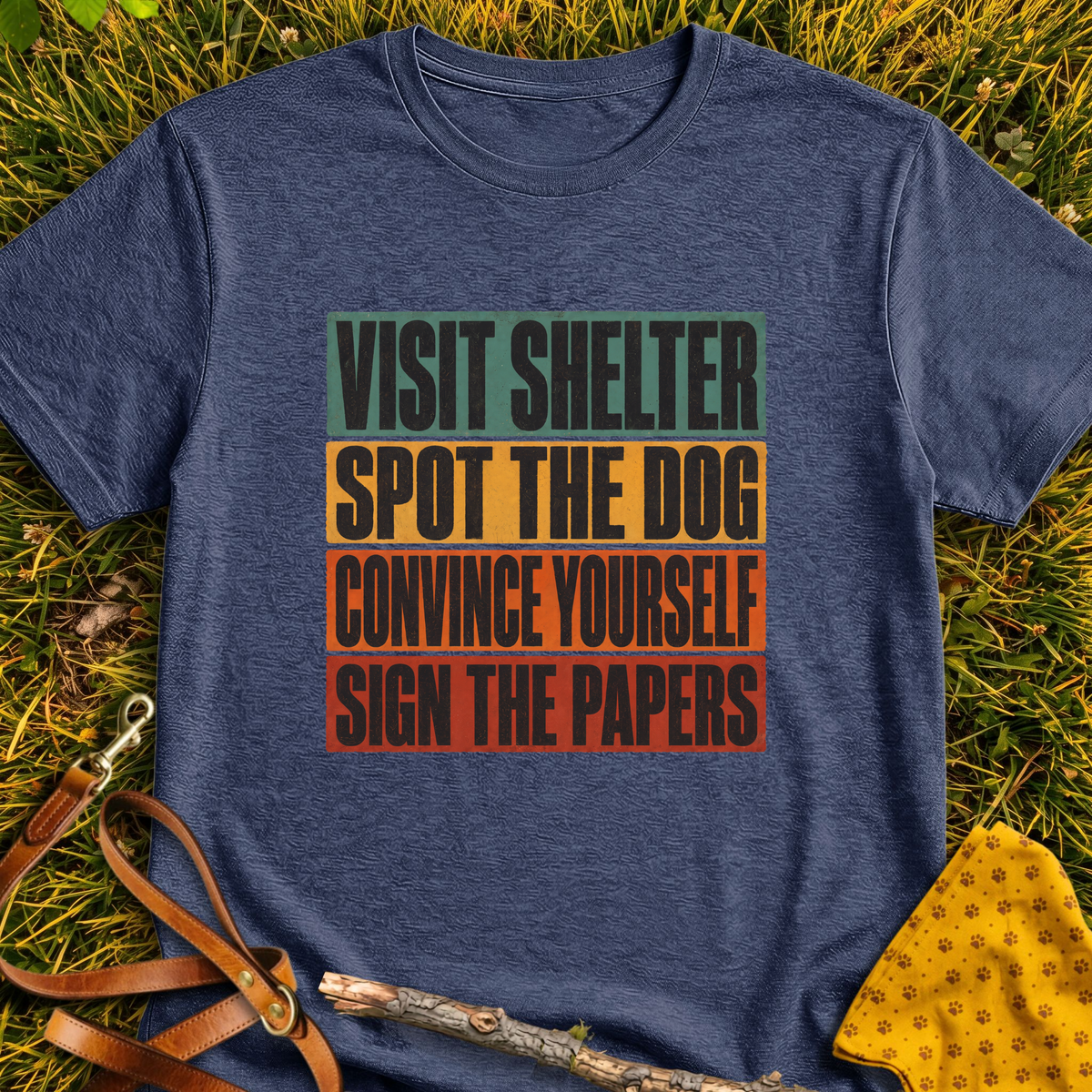 Sign the Papers T-shirt T-shirt in Heather Navy - Furever Mode rescue dog tee
