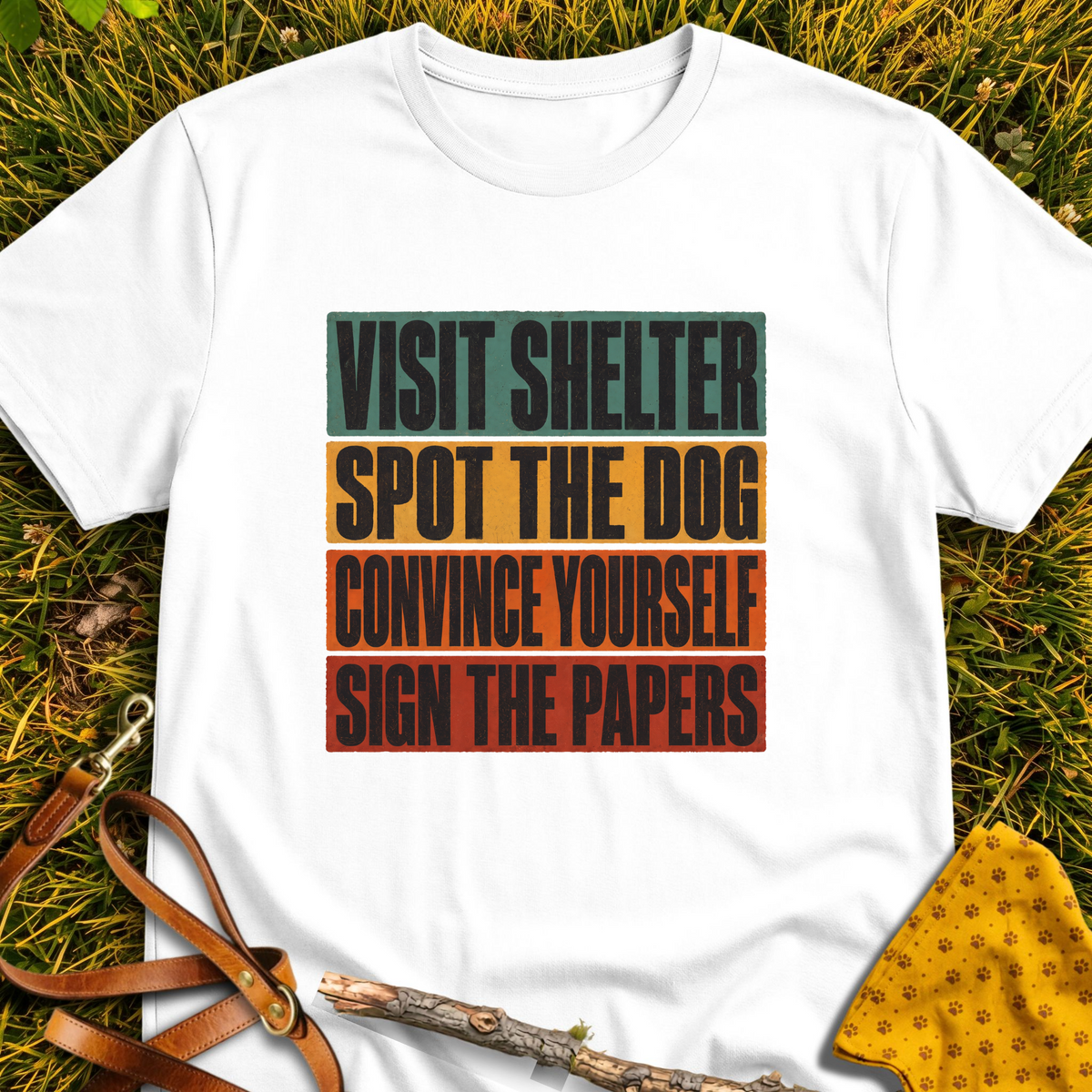 Sign the Papers T-shirt T-shirt in White - Furever Mode rescue dog tee