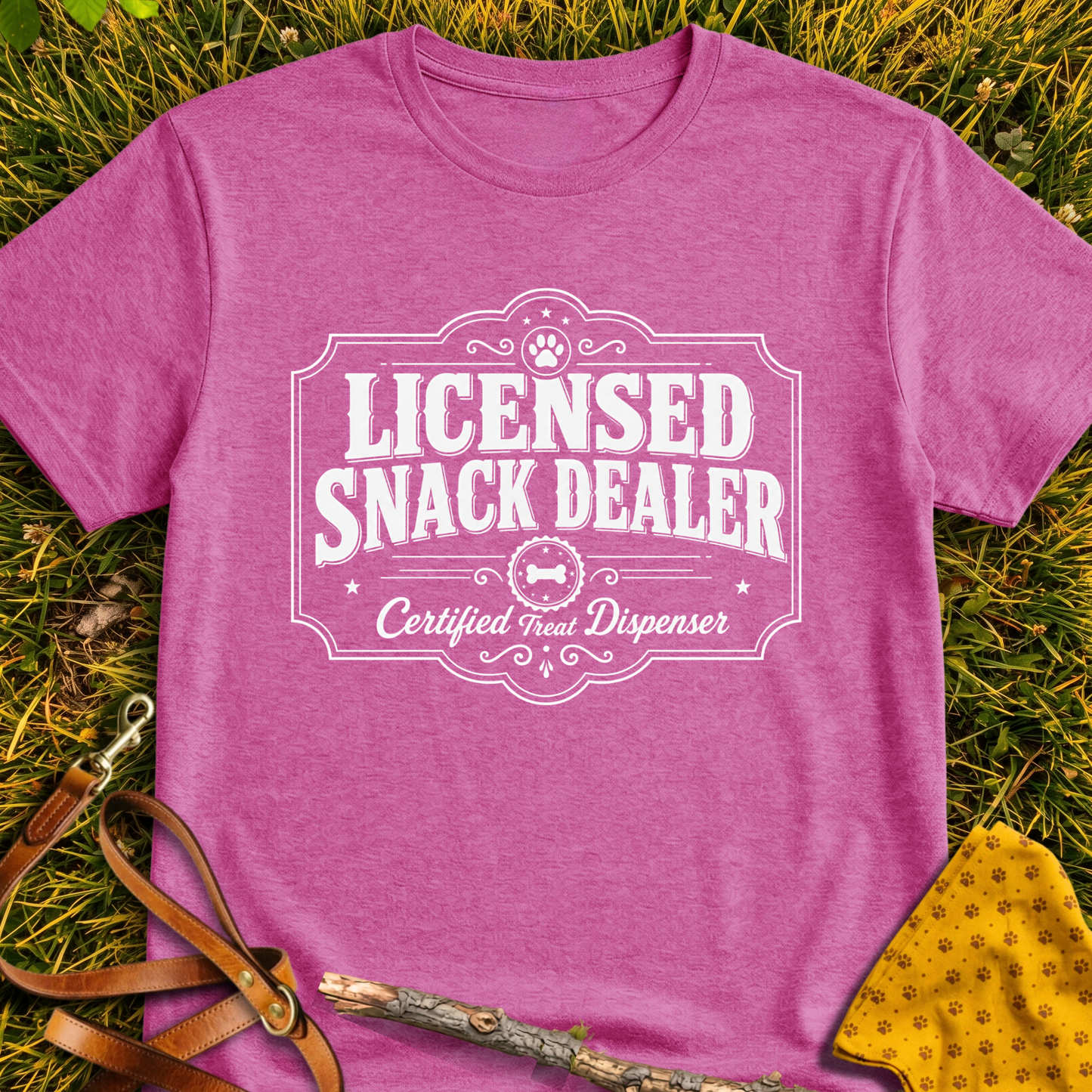 Snack Dealer T-shirt T-shirt in Heather Berry - Furever Mode rescue dog tee