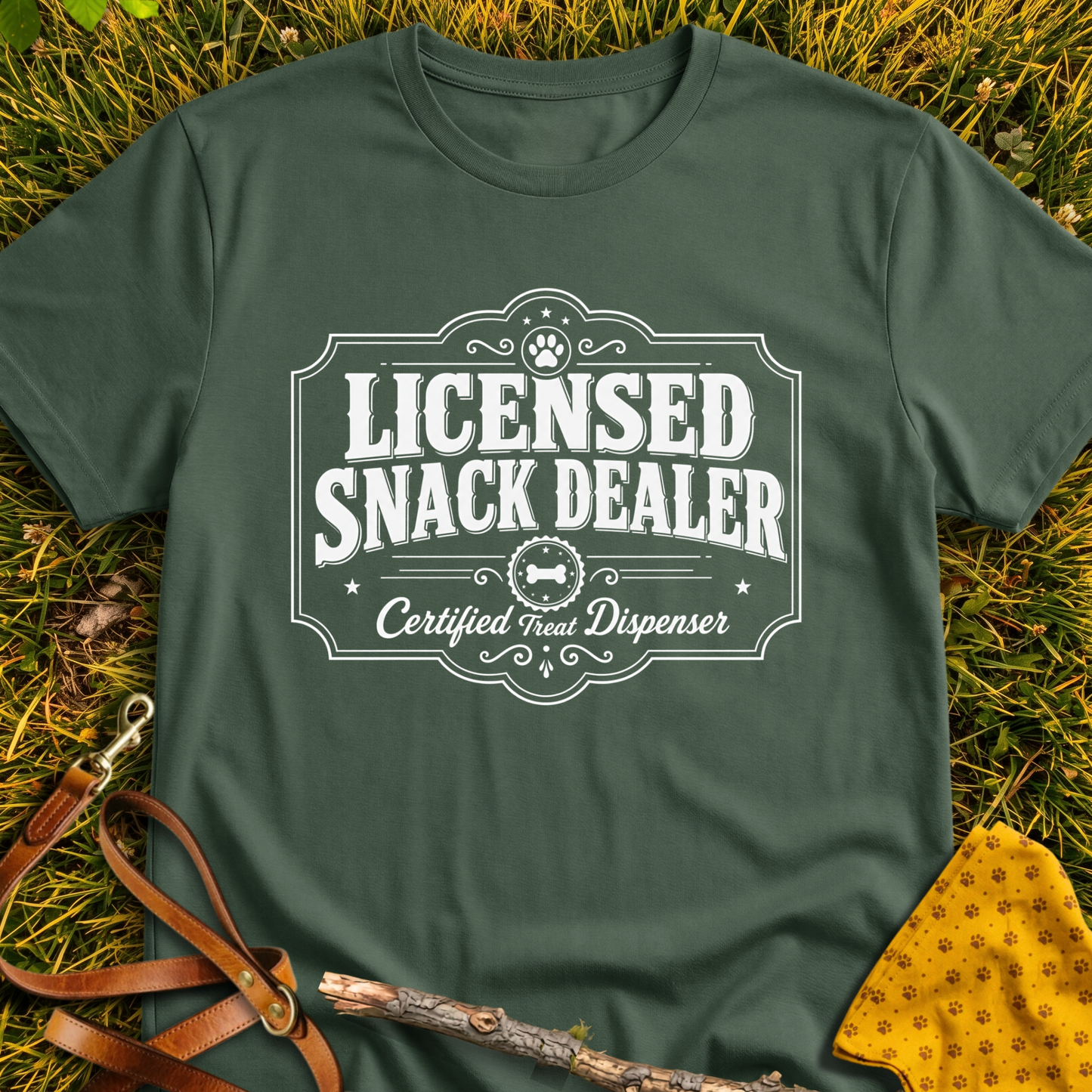 Snack Dealer T-shirt T-shirt in Military Green - Furever Mode rescue dog tee