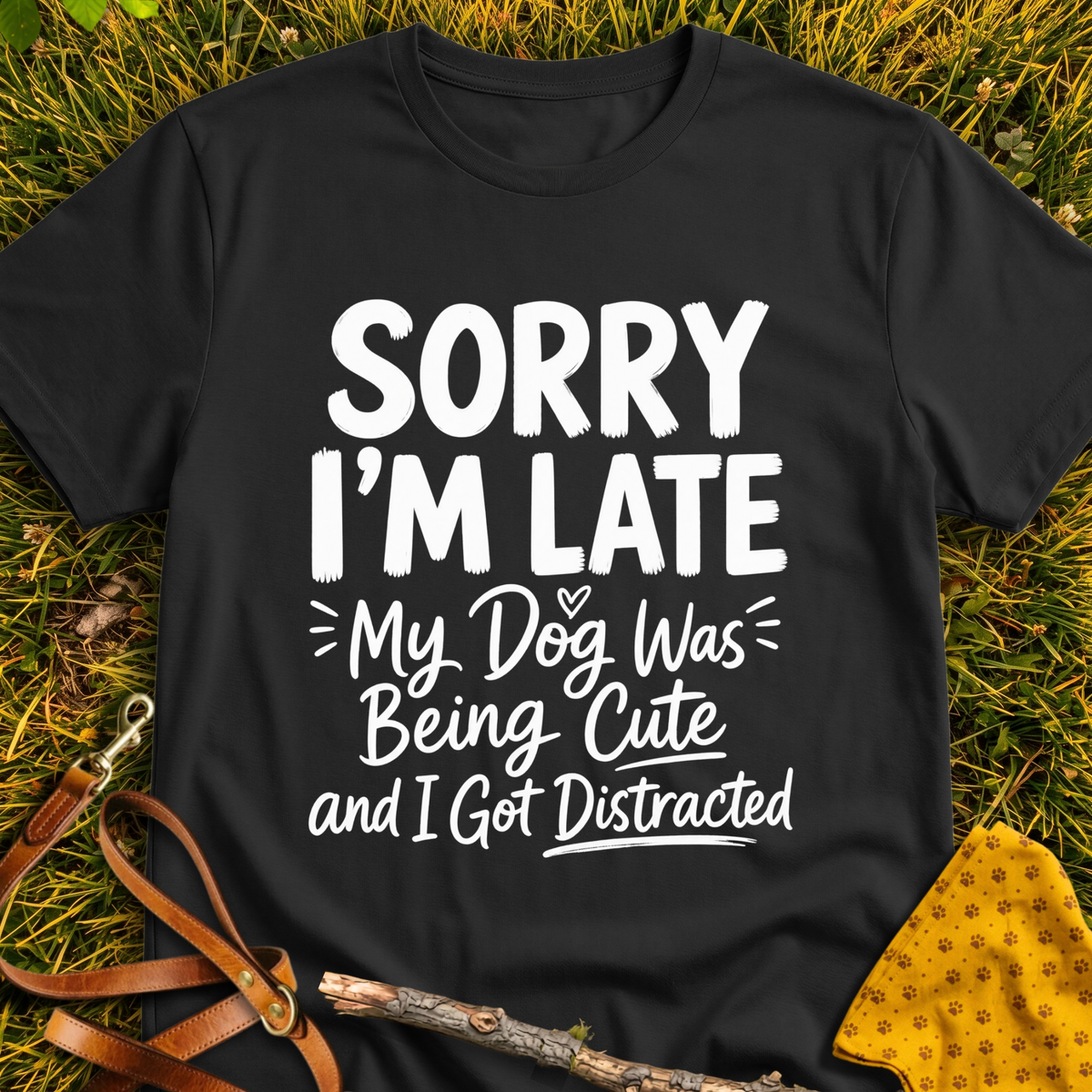 Sorry I'm Late T-shirt T-shirt in Black - Furever Mode rescue dog tee