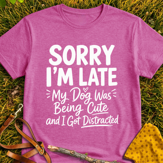 Sorry I'm Late T-shirt T-shirt in Heather Berry - Furever Mode rescue dog tee