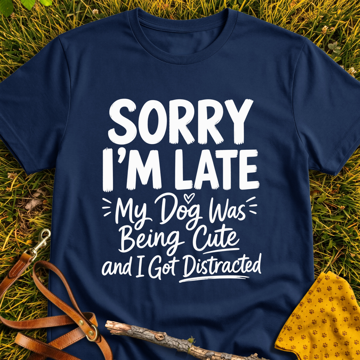 Sorry I'm Late T-shirt T-shirt in Navy - Furever Mode rescue dog tee