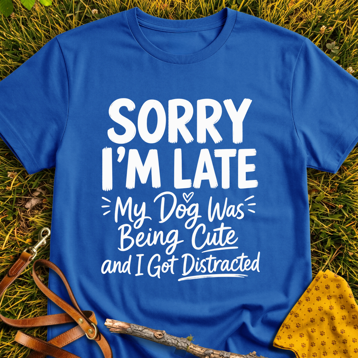 Sorry I'm Late T-shirt T-shirt in Royal - Furever Mode rescue dog tee