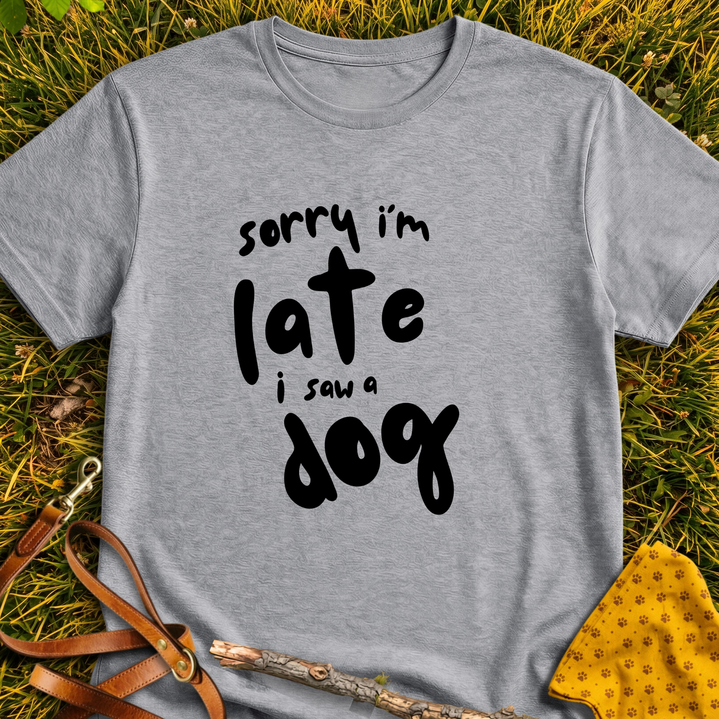 Sorry I'm Late T-shirt T-shirt in Sport Grey - Furever Mode rescue dog tee