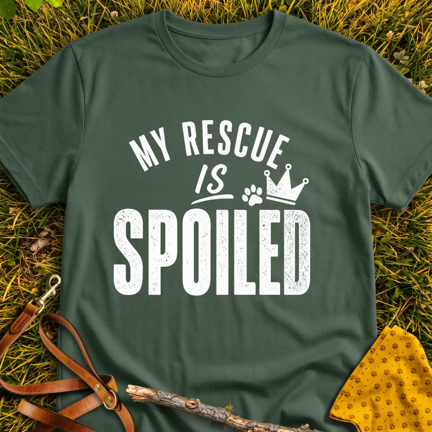 Spoiled T-shirt T-shirt in Military Green - Furever Mode rescue dog tee