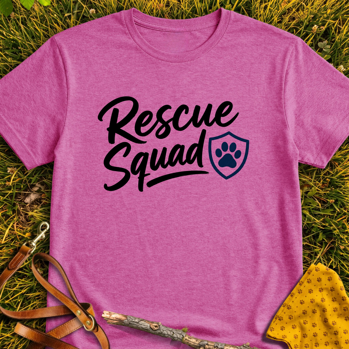 Squad T-shirt T-shirt in Heather Berry - Furever Mode rescue dog tee