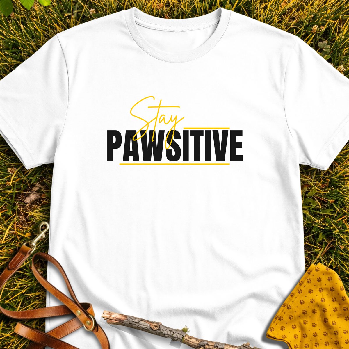 Stay Pawsitive T-shirt T-shirt in White - Furever Mode rescue dog tee