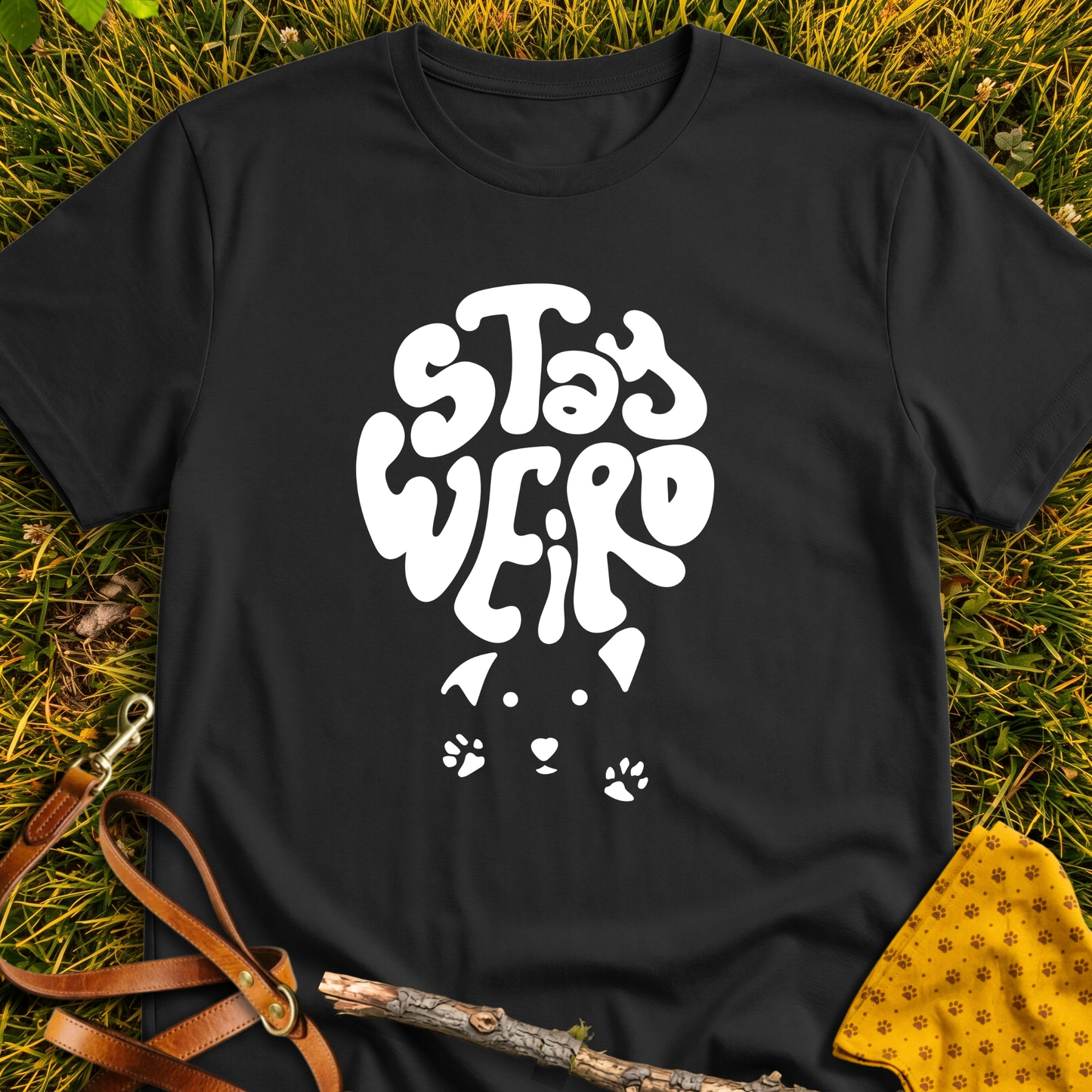 Stay Weird T-shirt T-shirt in Black - Furever Mode rescue dog tee