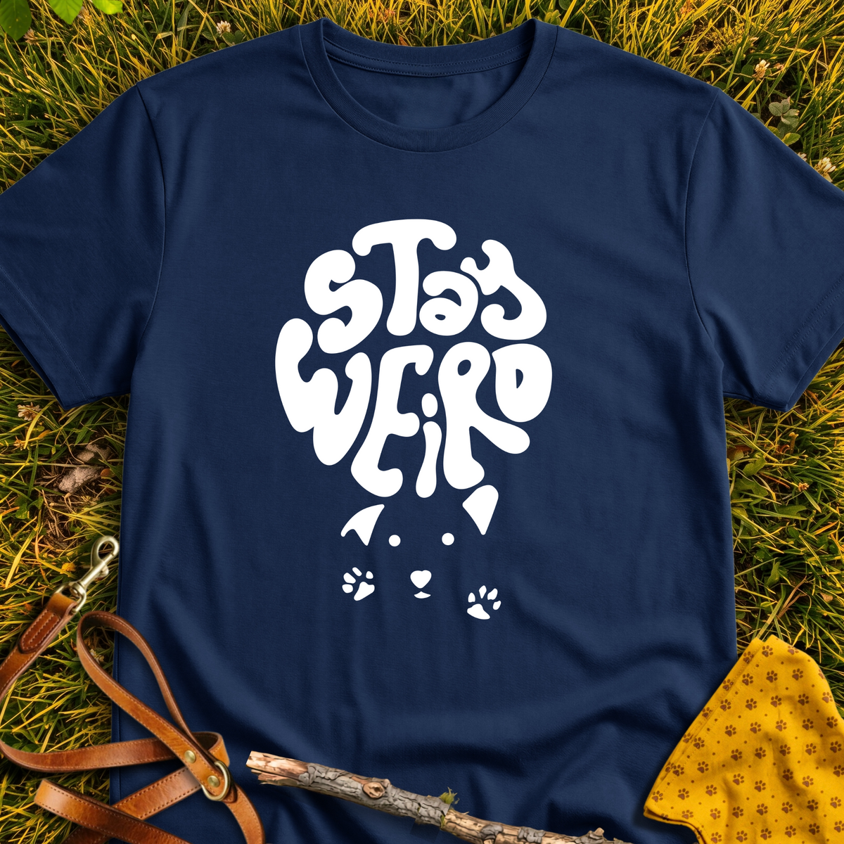 Stay Weird T-shirt T-shirt in Navy - Furever Mode rescue dog tee