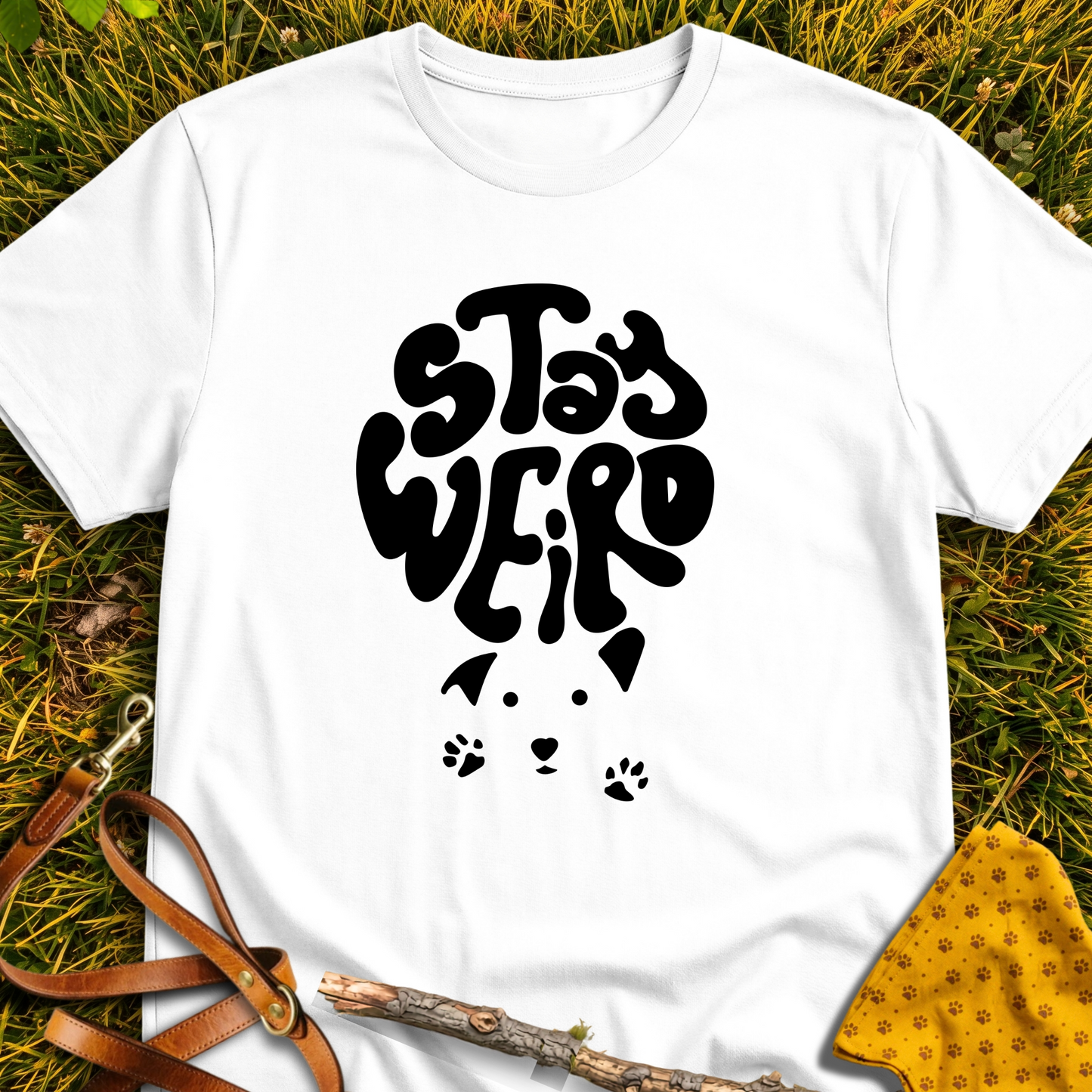 Stay Weird T-shirt T-shirt in White - Furever Mode rescue dog tee