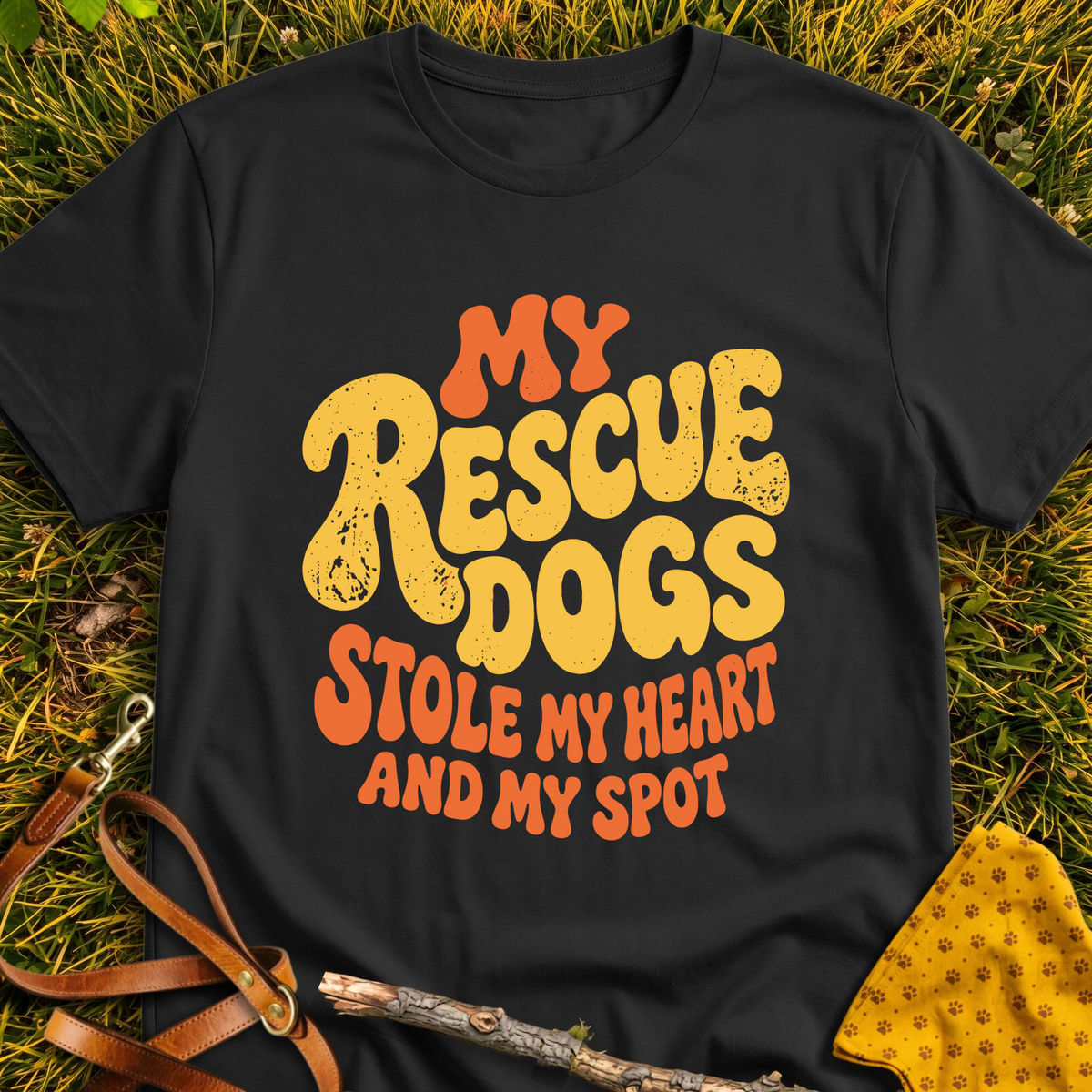 Stolen Spot T-shirt T-shirt in Black - Furever Mode rescue dog tee