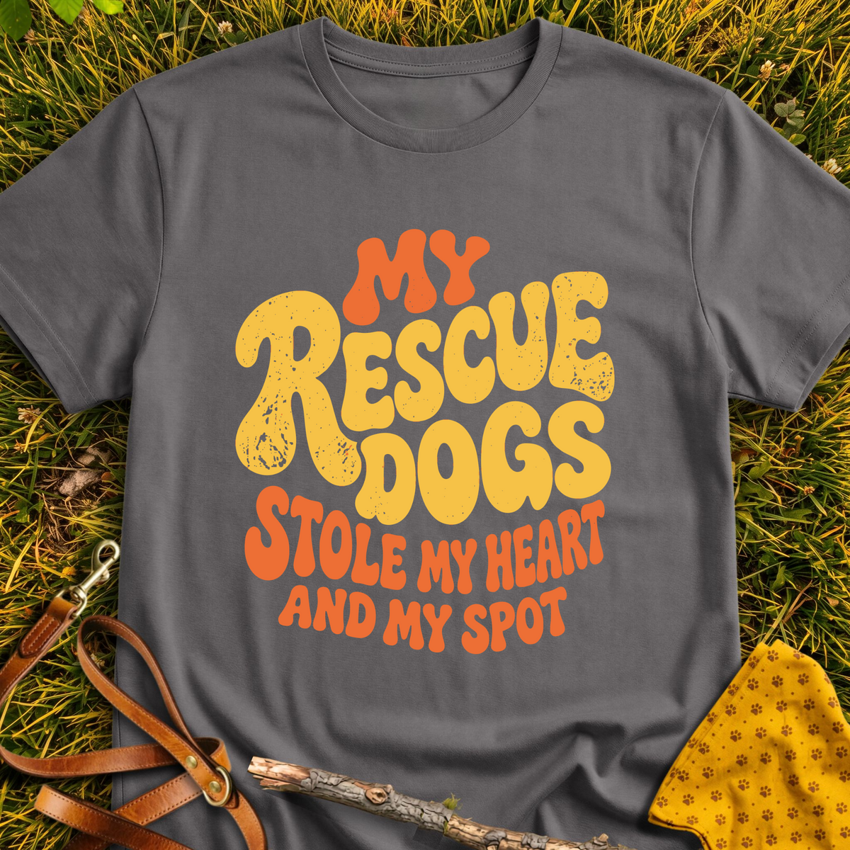Stolen Spot T-shirt T-shirt in Charcoal - Furever Mode rescue dog tee