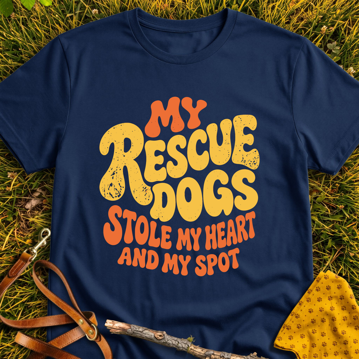 Stolen Spot T-shirt T-shirt in Navy - Furever Mode rescue dog tee