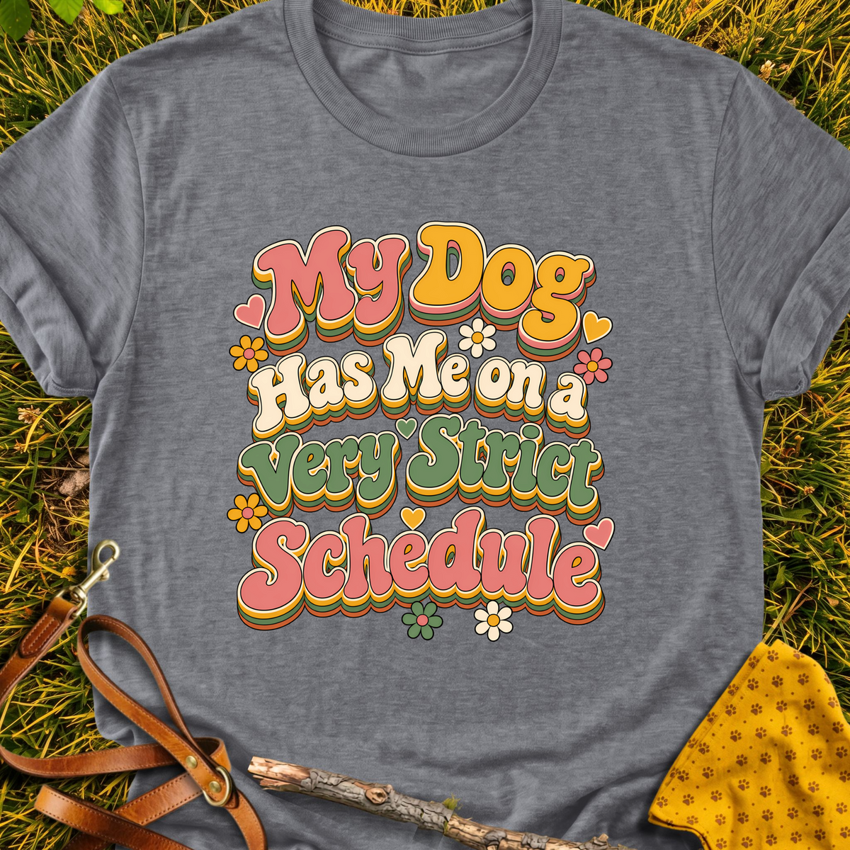 Strict Schedule T-shirt T-shirt in Graphite Heather - Furever Mode rescue dog tee