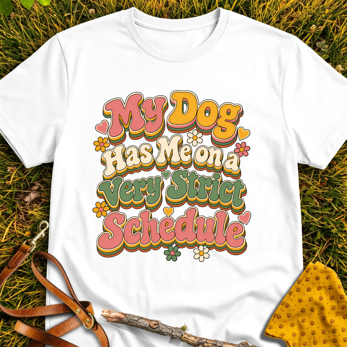 Strict Schedule T-shirt T-shirt in White - Furever Mode rescue dog tee