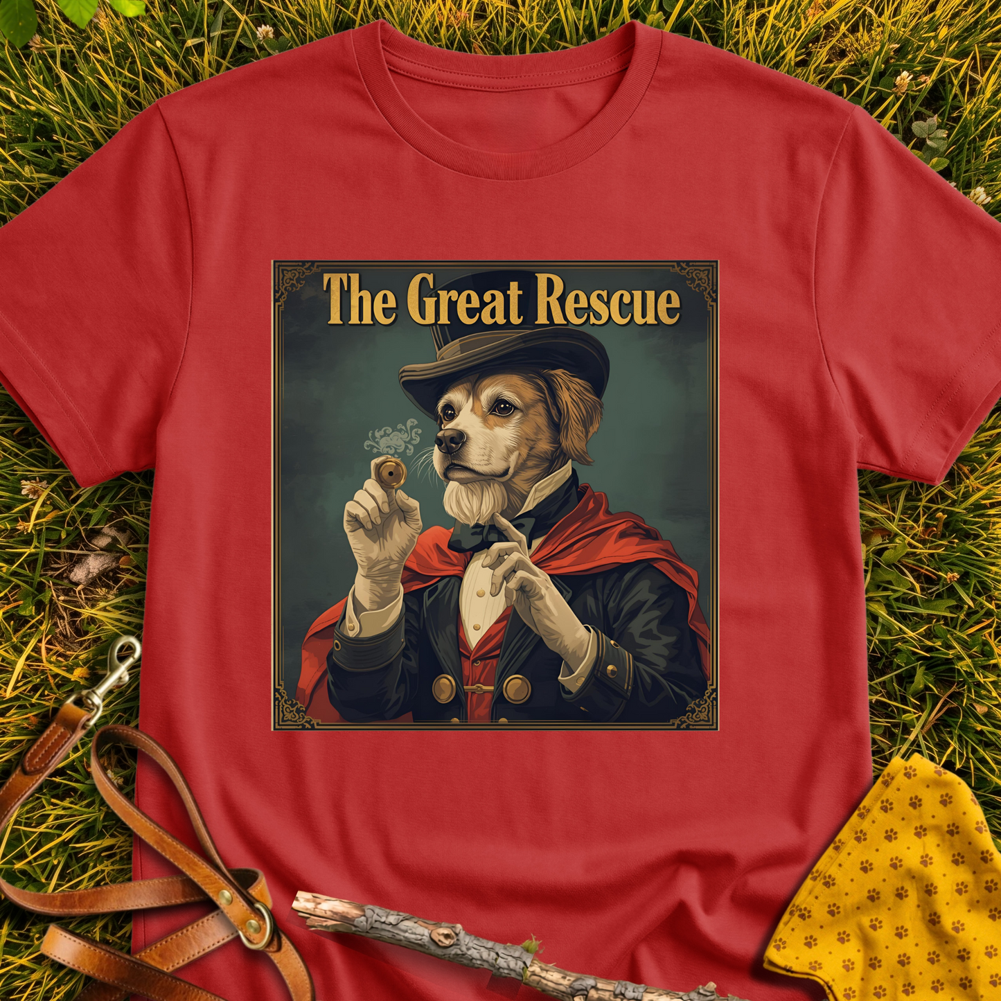 The Great Rescue T-shirt T-shirt in Red - Furever Mode rescue dog tee