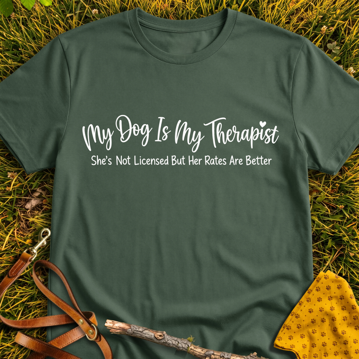 Therapist T-shirt T-shirt in Military Green - Furever Mode rescue dog tee