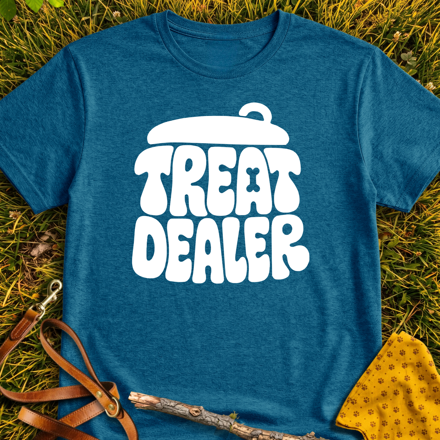 Treat Dealer Jar T-shirt T-shirt in Antique Sapphire - Furever Mode rescue dog tee