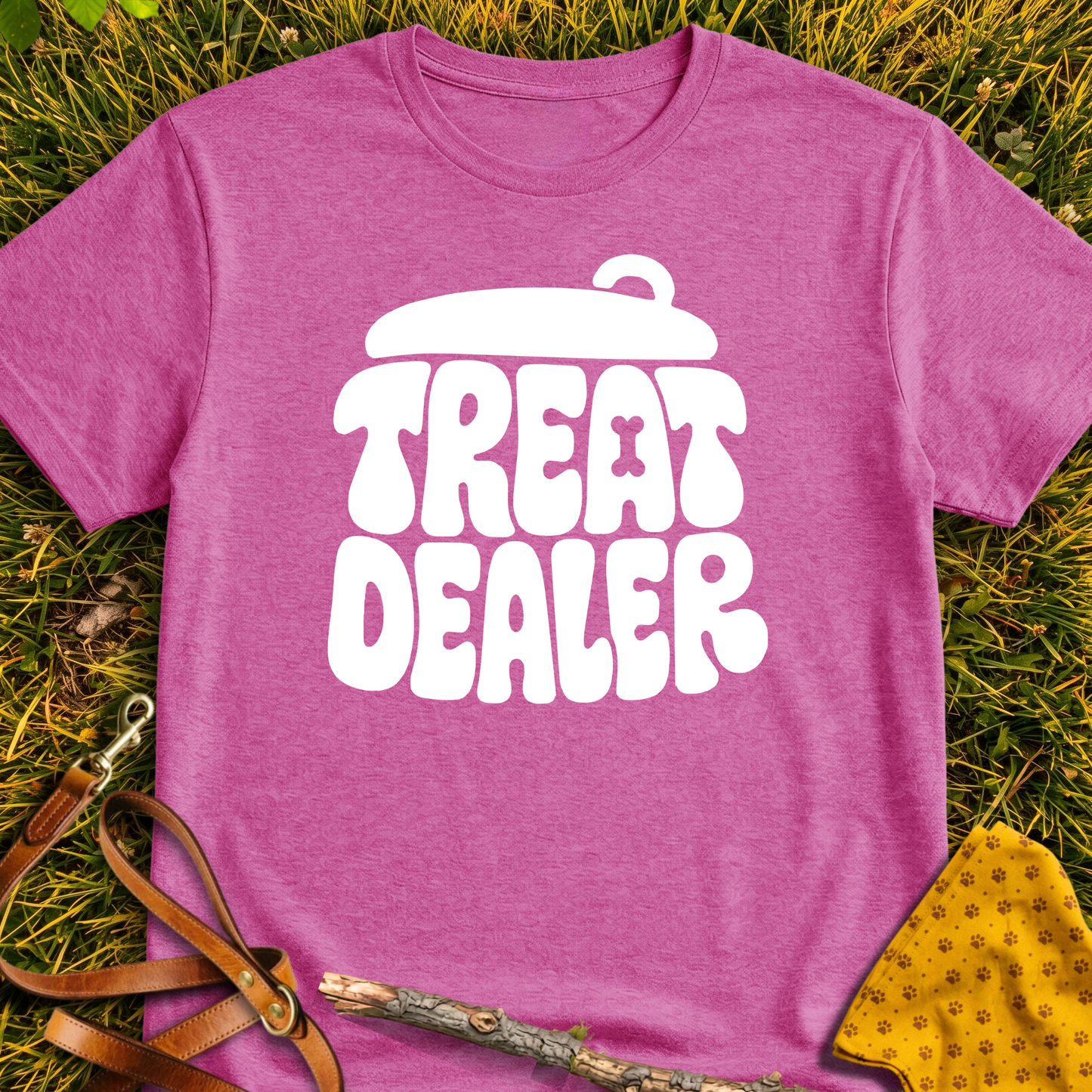 Treat Dealer Jar T-shirt T-shirt in Heather Berry - Furever Mode rescue dog tee