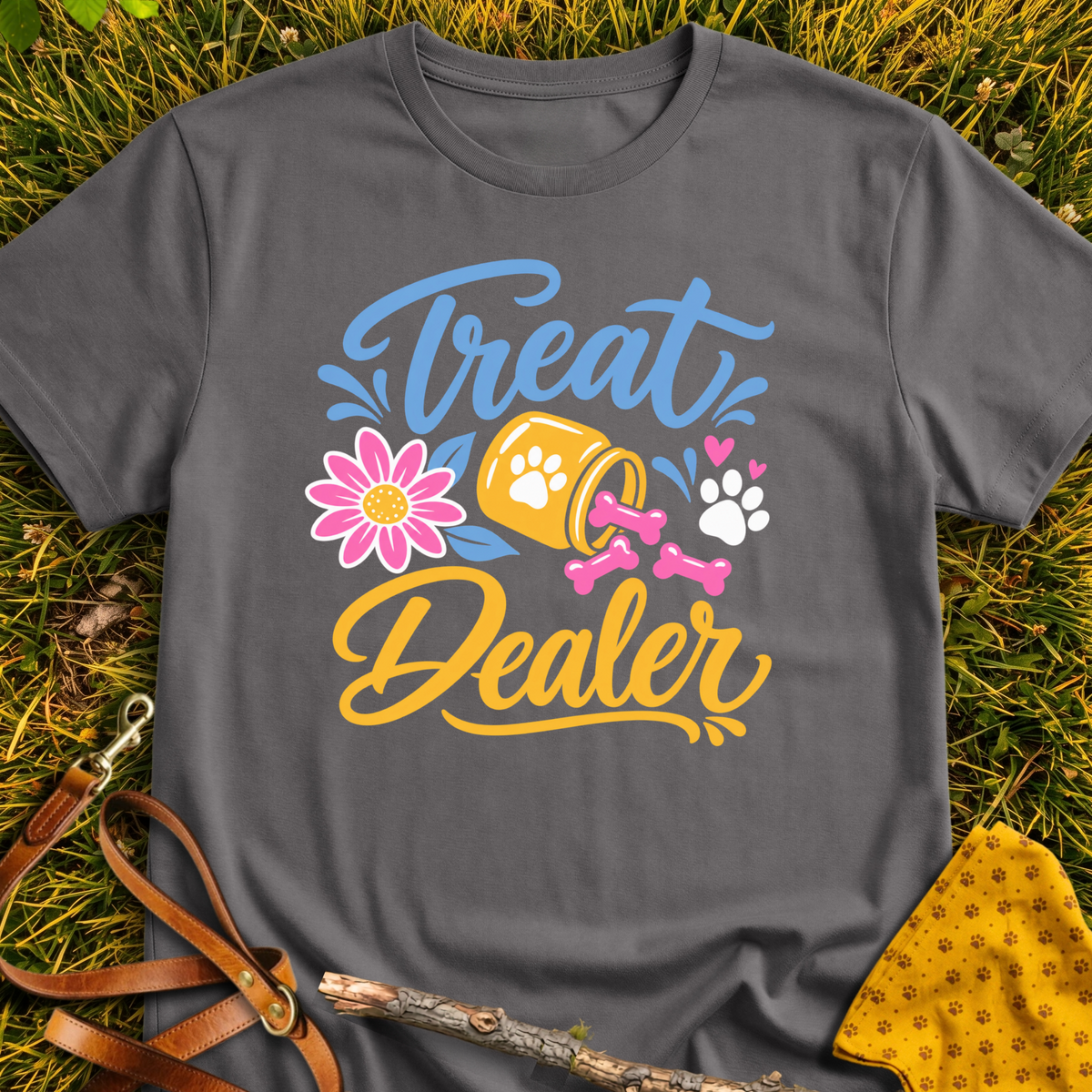 Treat Dealer Joy T-shirt T-shirt in Charcoal - Furever Mode rescue dog tee