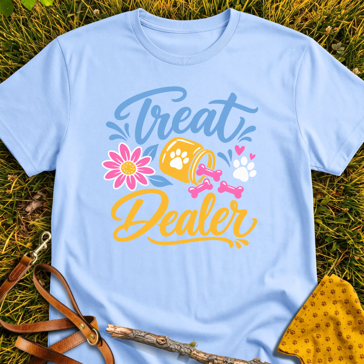 Treat Dealer Joy T-shirt T-shirt in Light Blue - Furever Mode rescue dog tee