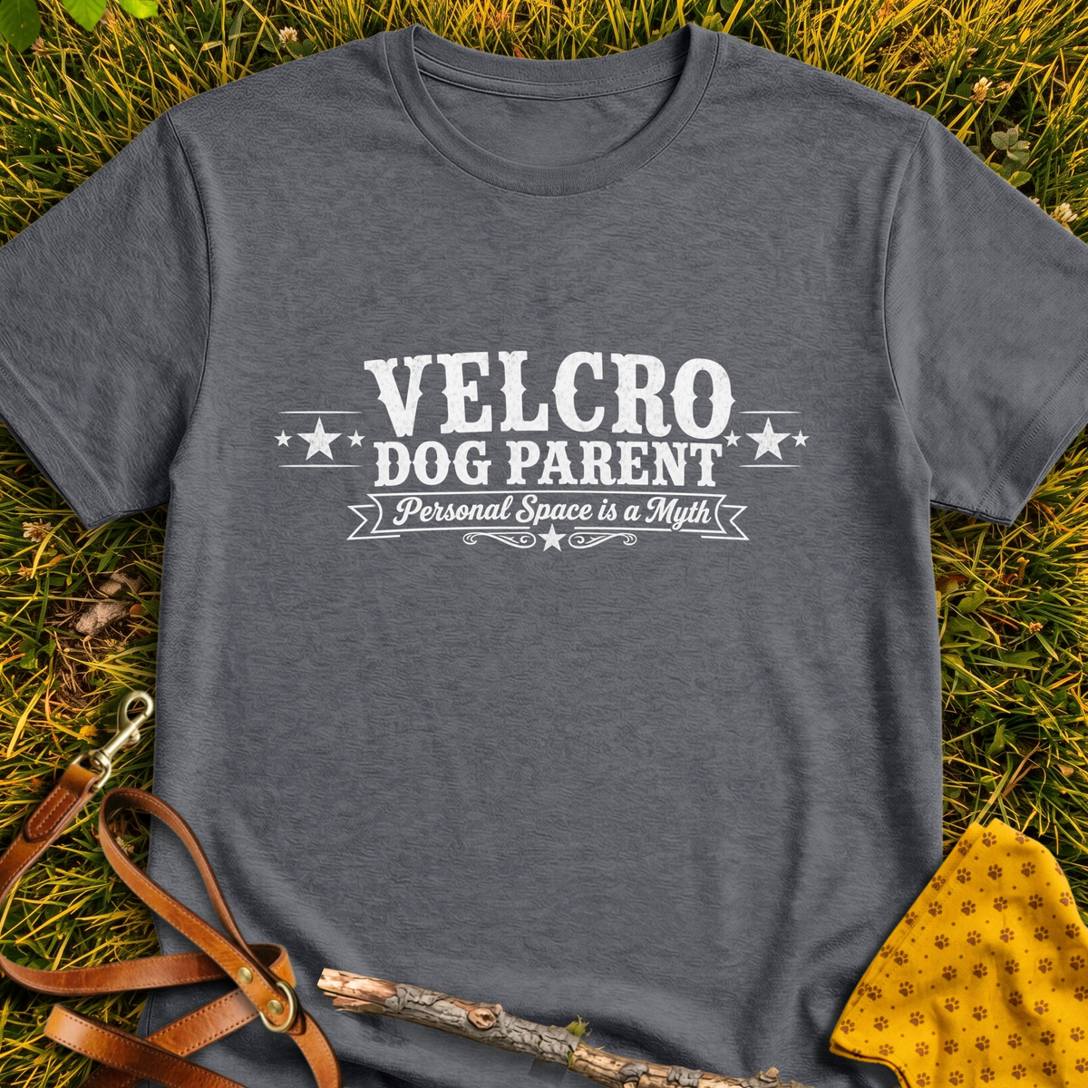 Velcro Dog T-shirt T-shirt in Dark Heather - Furever Mode rescue dog tee