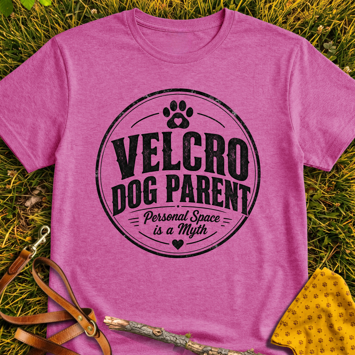 Velcro Dog T-shirt T-shirt in Heather Berry - Furever Mode rescue dog tee
