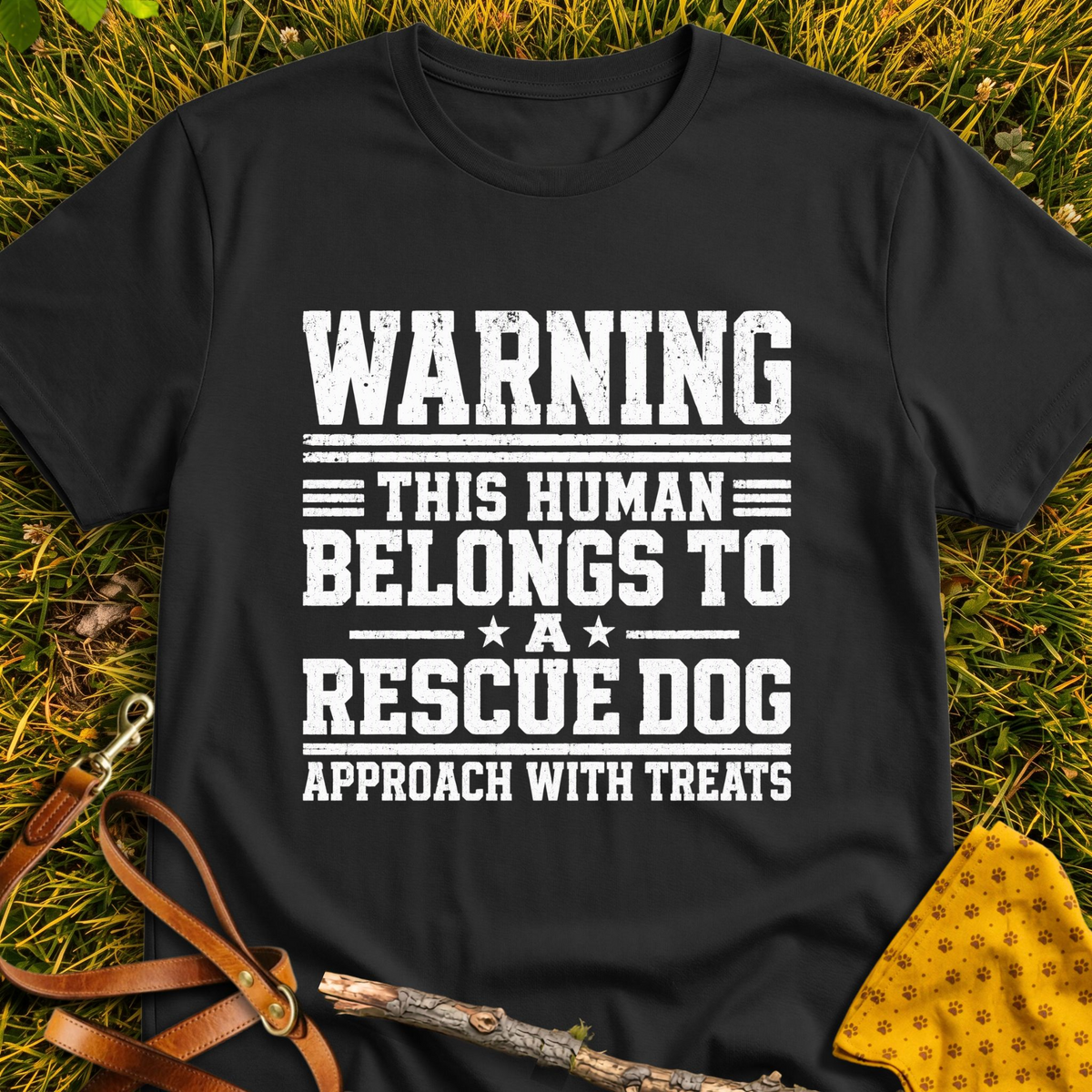 Warning T-shirt T-shirt in Black - Furever Mode rescue dog tee