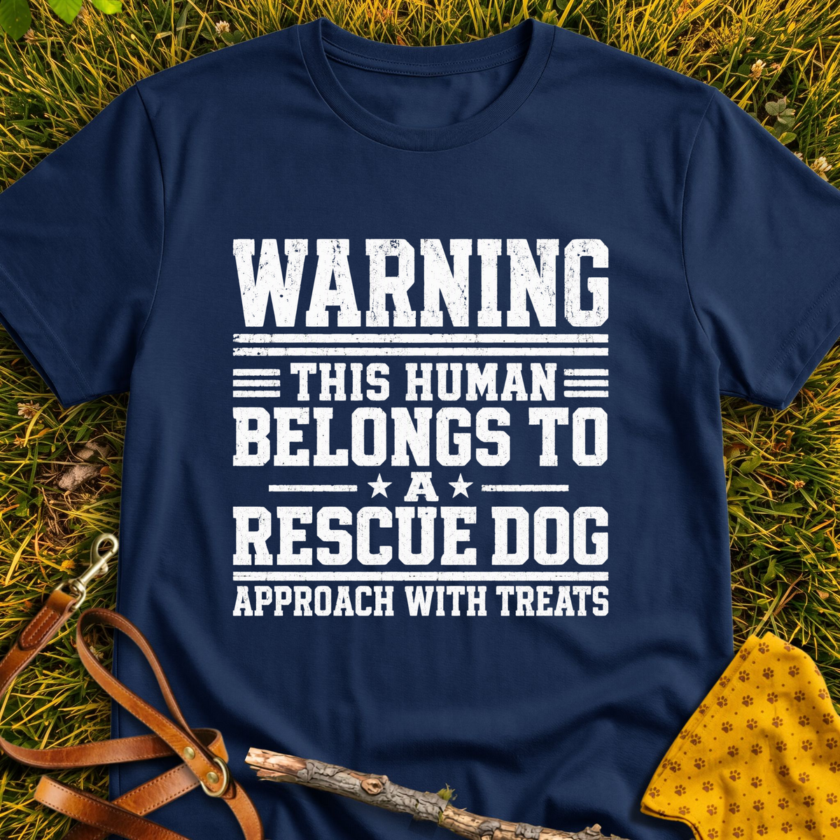 Warning T-shirt T-shirt in Navy - Furever Mode rescue dog tee