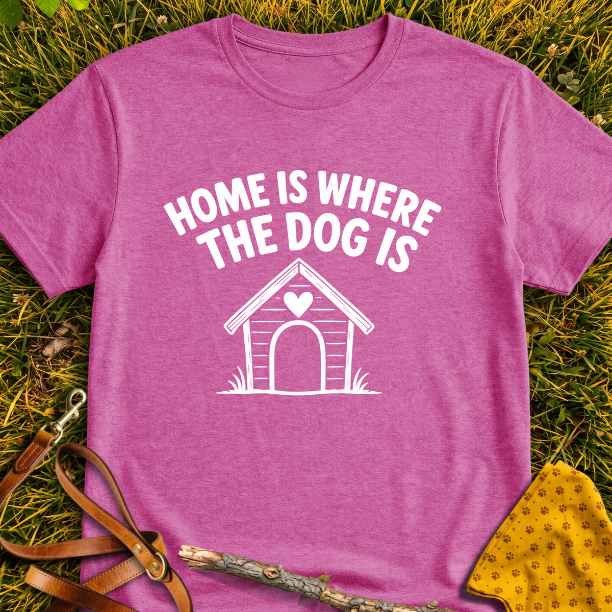 Where the Dog is T-shirt T-shirt in Heather Berry - Furever Mode rescue dog tee