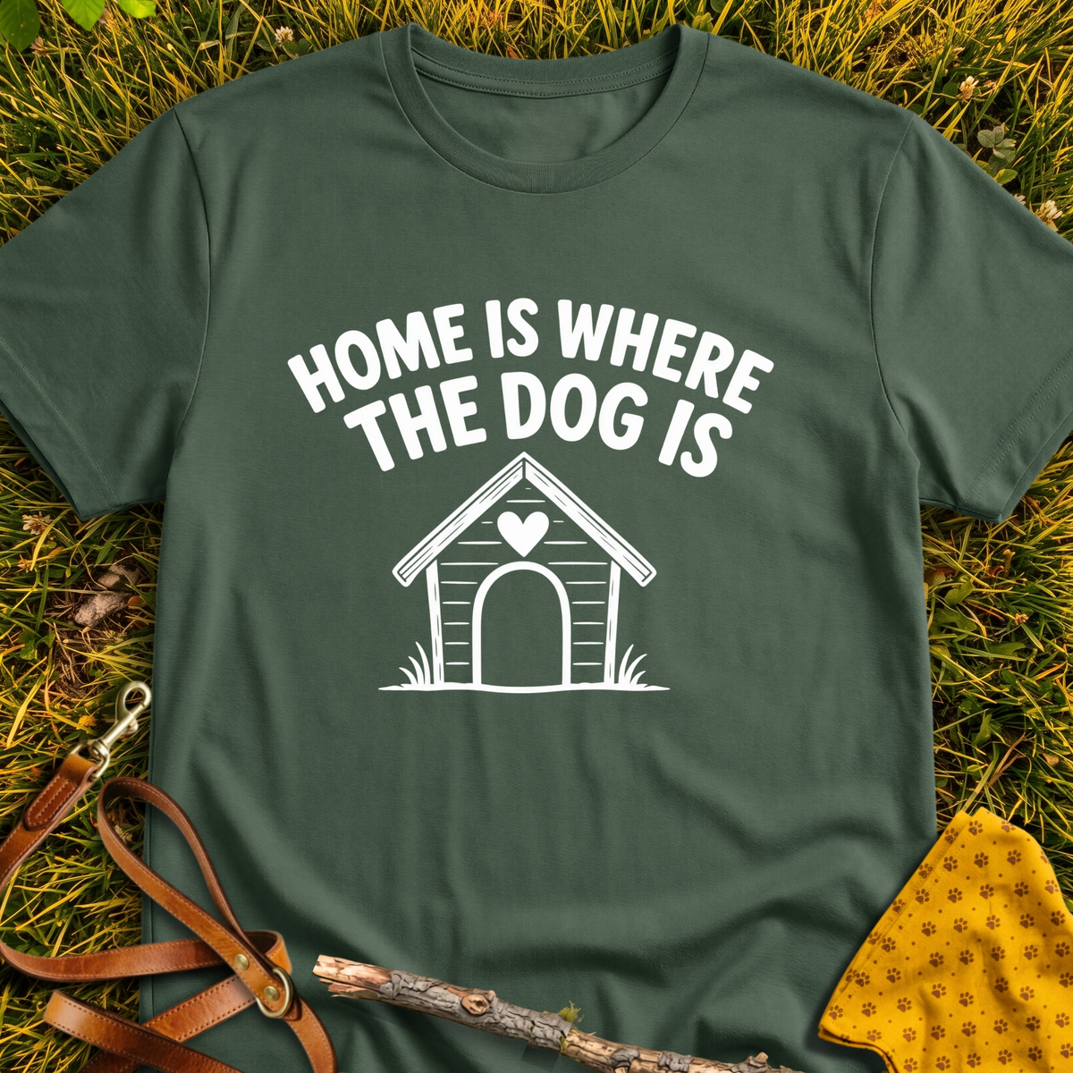 Where the Dog is T-shirt T-shirt in Military Green - Furever Mode rescue dog tee