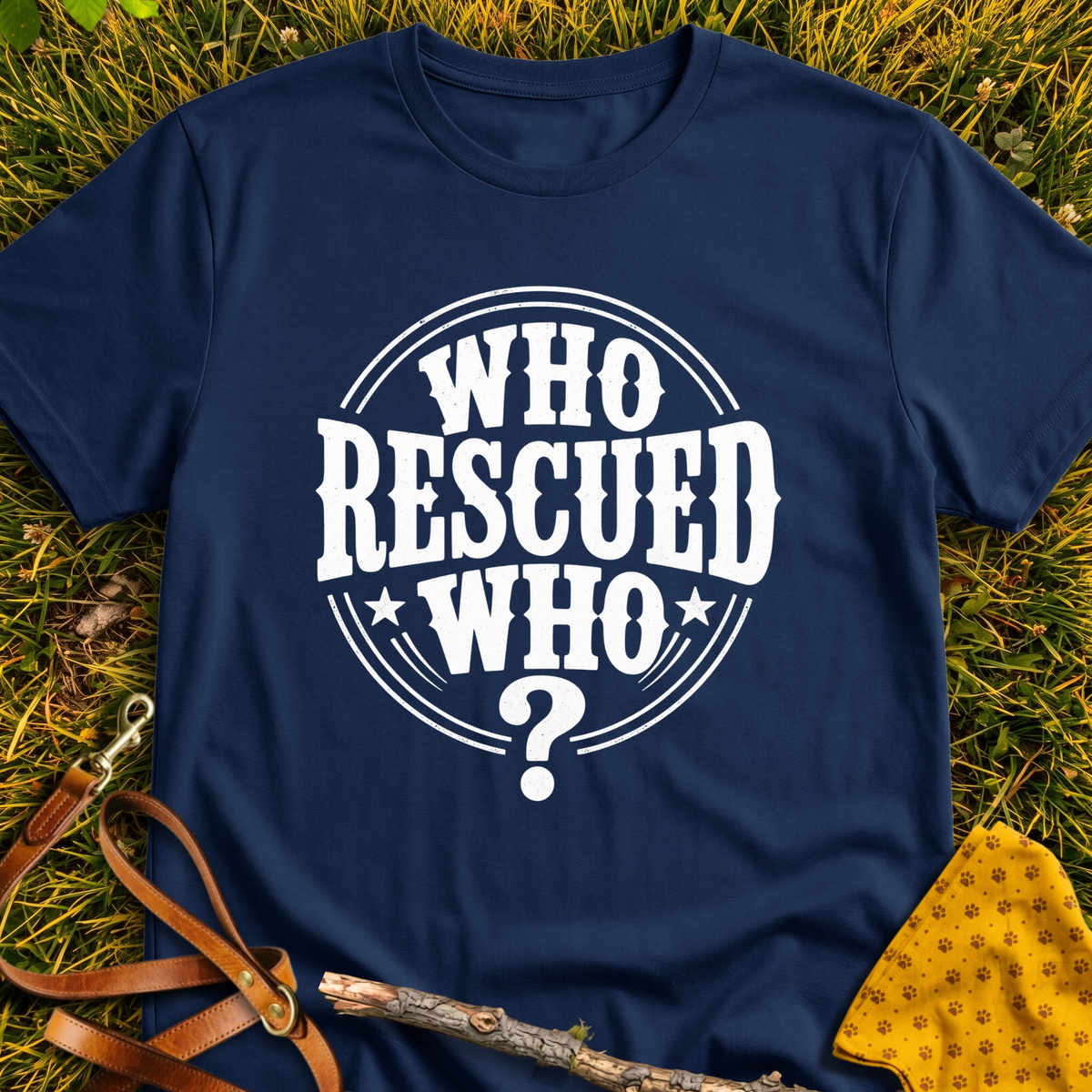 Who Rescued Who? T-shirt T-shirt in Navy - Furever Mode rescue dog tee