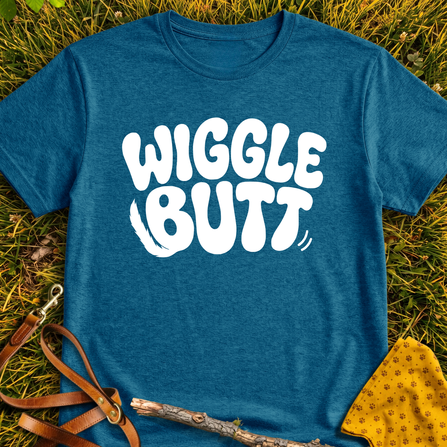 Wiggle Butt T-shirt T-shirt in Antique Sapphire - Furever Mode rescue dog tee