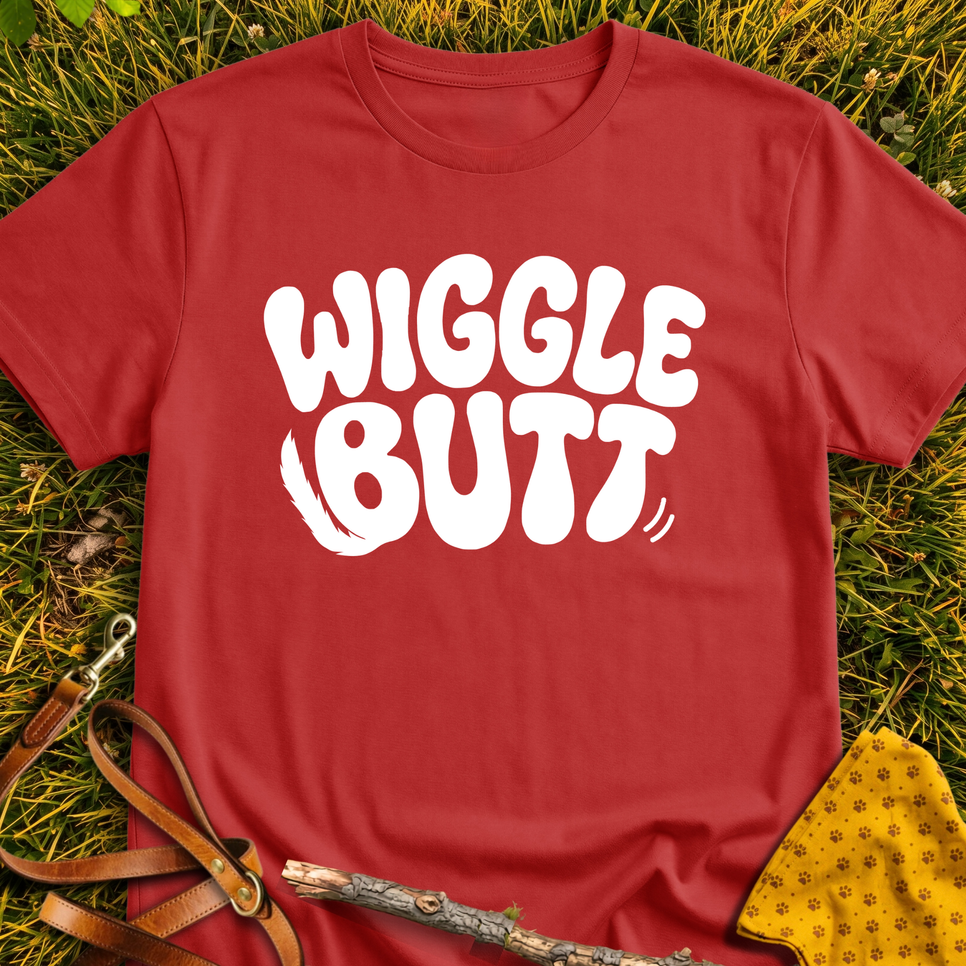 Wiggle Butt T-shirt T-shirt in Red - Furever Mode rescue dog tee